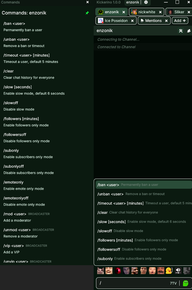Kickerino Commands screenshot